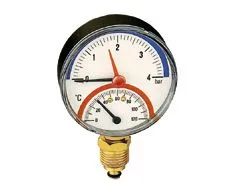 Caleffi thermo/manometer 0-4 bar 120°C onderaansluiting