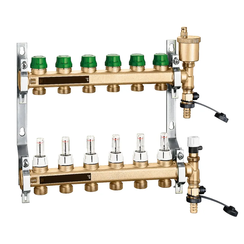 6656H1 Caleffi messing voorgemonteerde verdeler 8 groeps