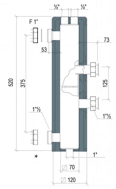 Lovato evenwichtsfles DN25 C70 pompgroep - detailfoto 2 – foto 2
