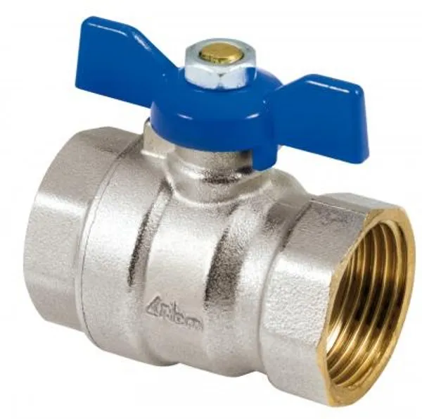 RBM kogelkraan blauw 1 inch vlinderhendel