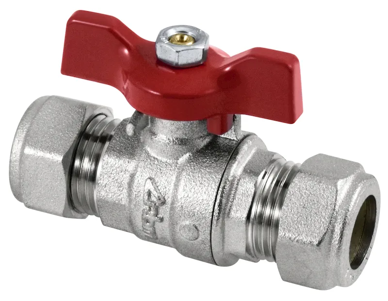 RBM kogelkraan rood 35mm vlinderhendel knelkoppelingen