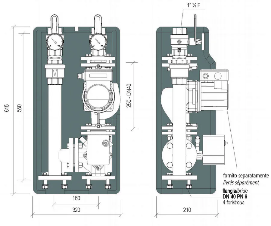 Lovato TV3-160 SX mengpompgroep DN40 links zonder pomp - detailfoto 2 – foto 2